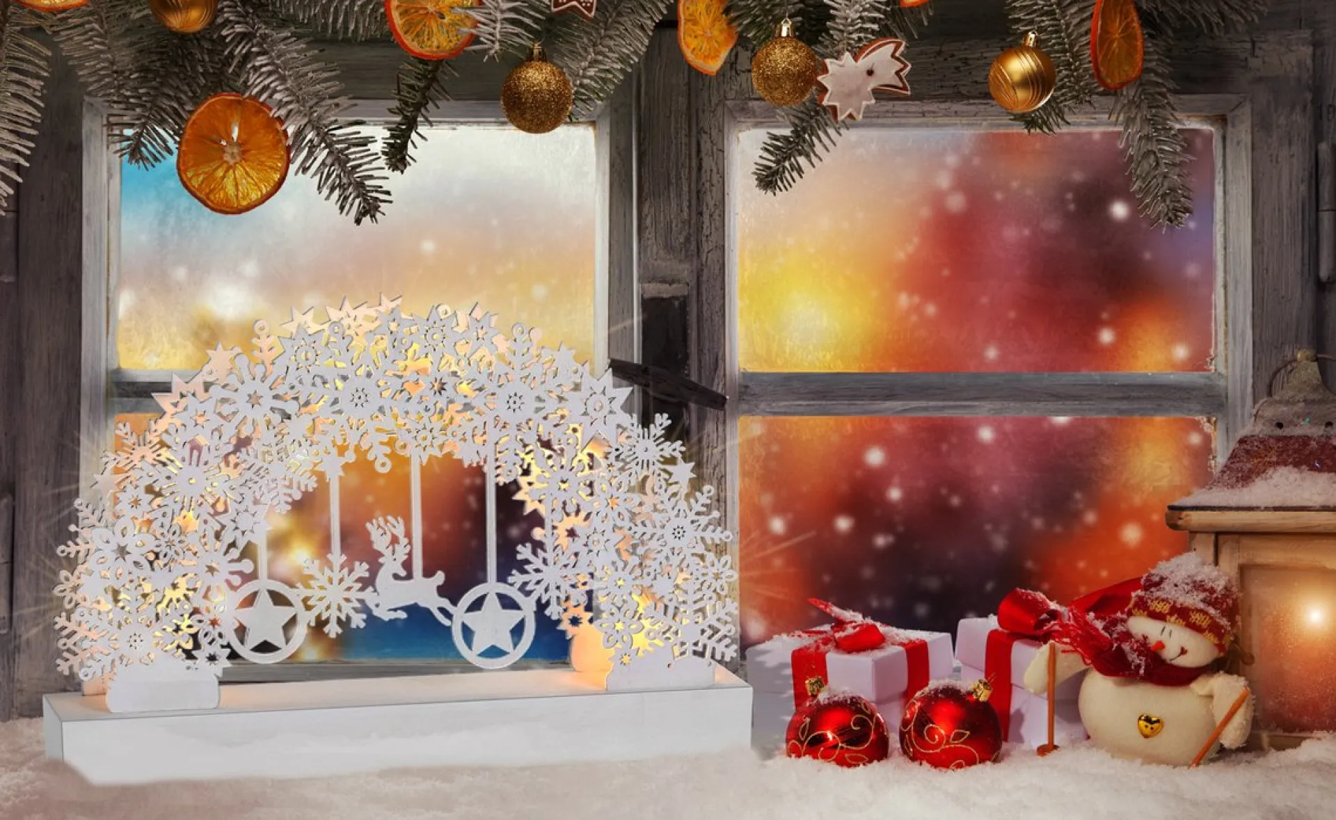 Monzana Kerstboog Sneeuwvlokken Led – Batterij – Warm Wit Online