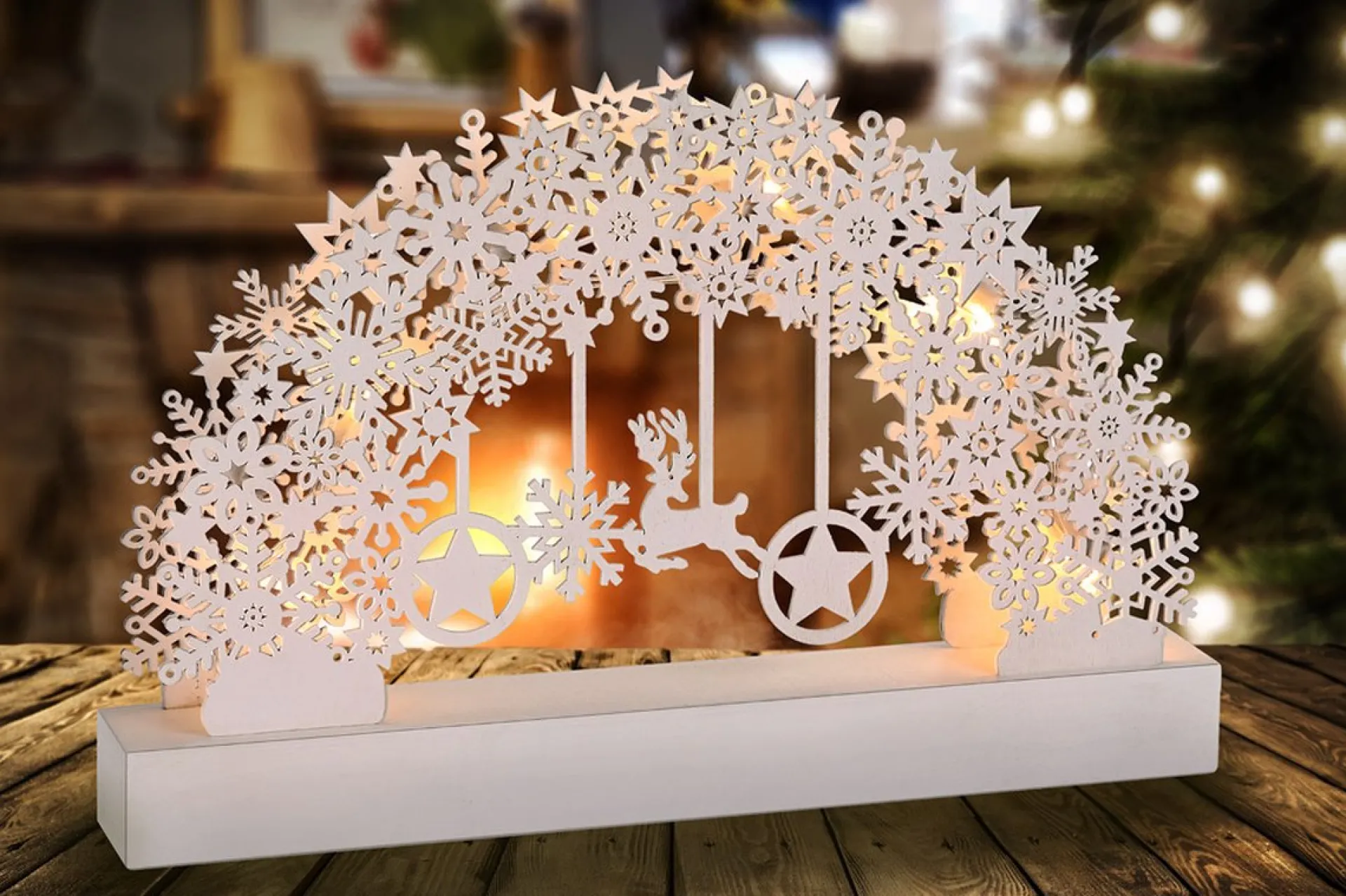 Monzana Kerstboog Sneeuwvlokken Led – Batterij – Warm Wit Online