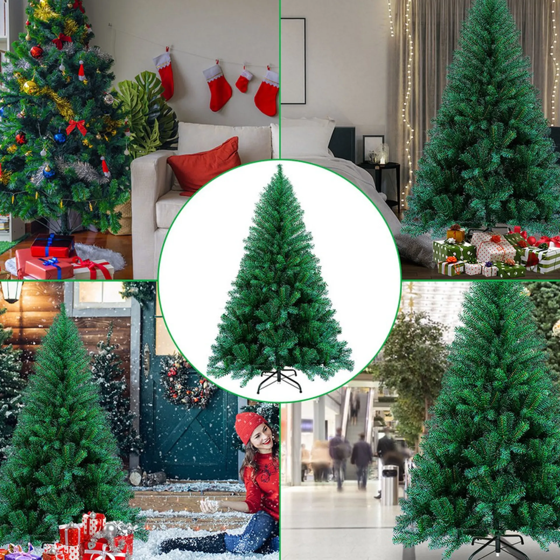 Alizendeh Kerstboom 210 Cm - 750 Flexibel Te Vormen Takken - Zeer Dicht Takkenstelsel - Eenvoudige Opbouw Zonder Gereedschap - Onderhoudsvriendelijk En Herbruikbaar - Kunstkerstboom Net Echt - Volle Kerstboom- Groen Store