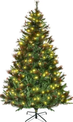 Merkloos Kerstboom Met Verlichting - Kunstkerstboom - Kunstboom - 200 Led's - Christmas Tree - Kerstboom 180Cm - 616 Takken - Diameter Doorsnede 112Cm Clearance