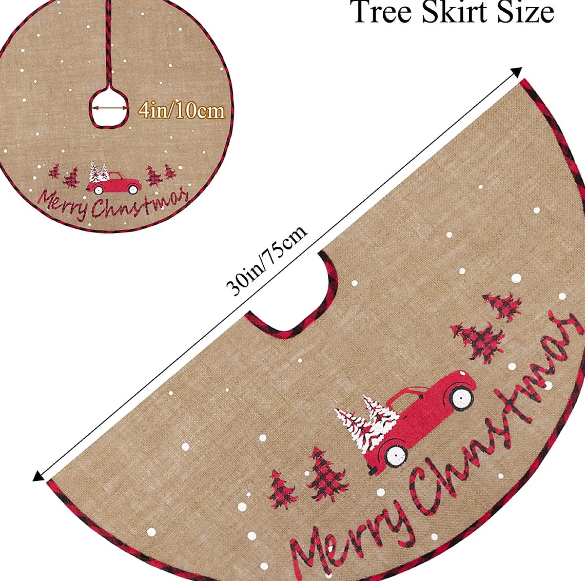 Selwo Kerstboomdeken 75 Cm Jute Witte Sneeuwvlok Auto Bedrukte Kerstboom Rok Voor Vakantie Vloer Kerstboom Decoratie Discount