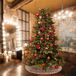 Selwo Kerstboomdeken 75 Cm Jute Witte Sneeuwvlok Auto Bedrukte Kerstboom Rok Voor Vakantie Vloer Kerstboom Decoratie Discount