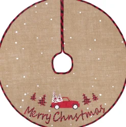 Selwo Kerstboomdeken 75 Cm Jute Witte Sneeuwvlok Auto Bedrukte Kerstboom Rok Voor Vakantie Vloer Kerstboom Decoratie Discount
