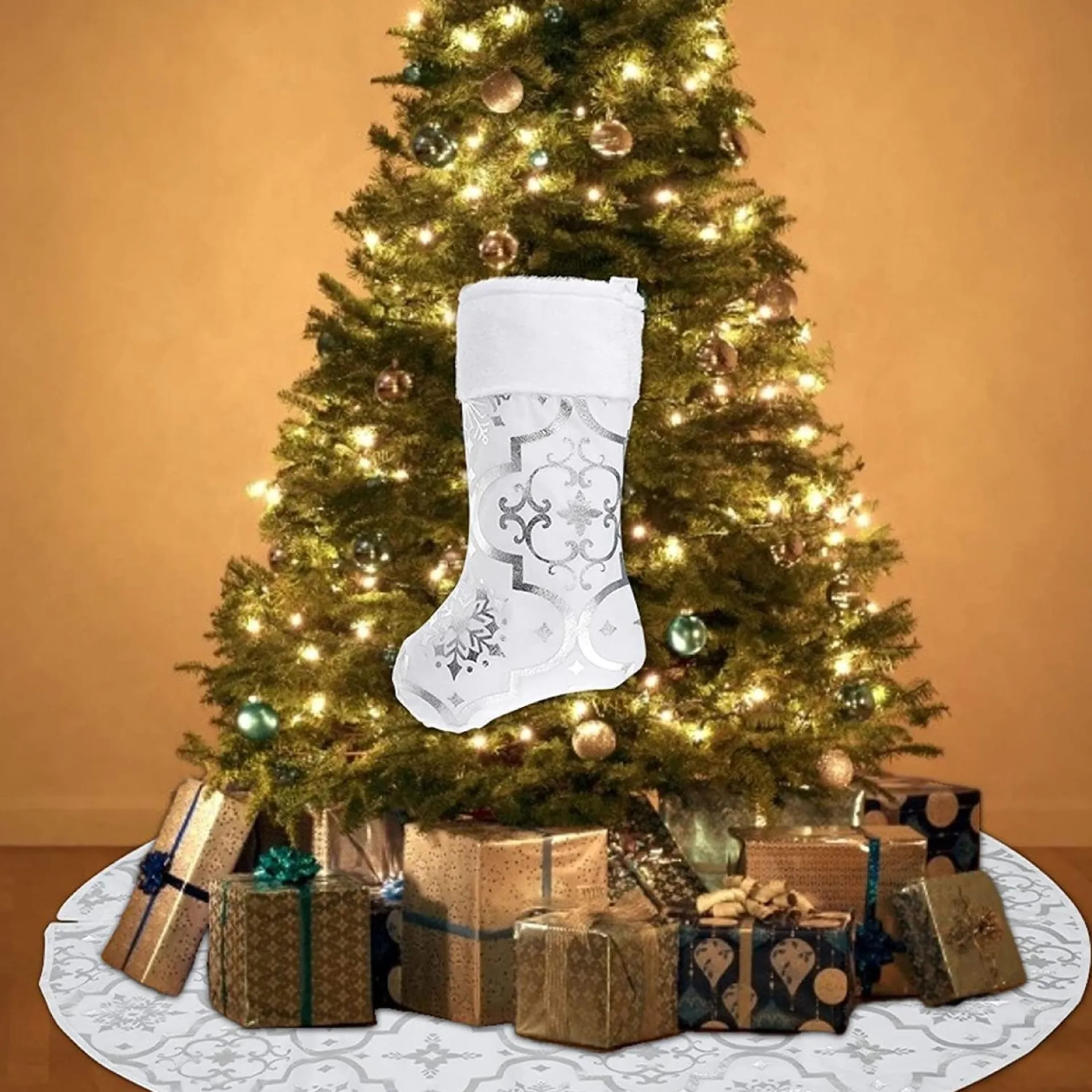 Selwo Kerstboomdeken, Kerstboomdeken, Kerstboomrok, 120 Cm, Ronde Kerstdeken, Met Kerstkous, Kerstdecoratie Voor Kerstmis Best Sale