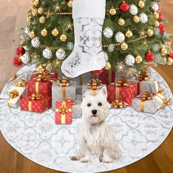 Selwo Kerstboomdeken, Kerstboomdeken, Kerstboomrok, 120 Cm, Ronde Kerstdeken, Met Kerstkous, Kerstdecoratie Voor Kerstmis Best Sale