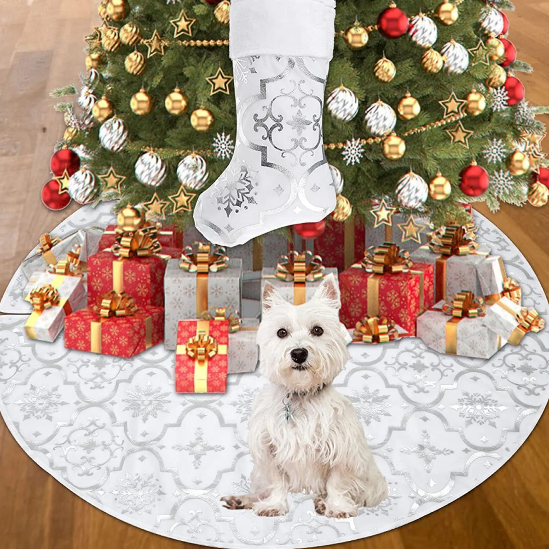 Selwo Kerstboomdeken, Kerstboomdeken, Kerstboomrok, 120 Cm, Ronde Kerstdeken, Met Kerstkous, Kerstdecoratie Voor Kerstmis Best Sale