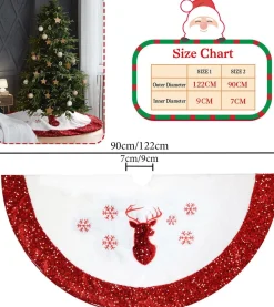 Selwo Kerstboomdeken, Kerstboomdeken, 90 Cm, Kerstboomdeken, Rond, Kunstbont Met Pailletten, Boomdeken, Kerstrok, Onderkleed, Kerstdecoratie, Voor Binnen, Wit/Rood Cheap