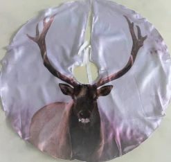 Merkloos Kerstboomkleed Hert - Wit/ Bruin - Diameter 100Cm Discount