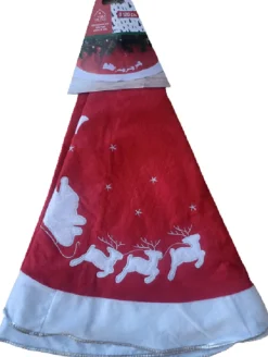 Merkloos Kerstboomkleed Rood Met Hertjes, Kerstboomrok Deluxe Rood Met Rendieren 120Cm Omtrek Kerstboom Kleed New
