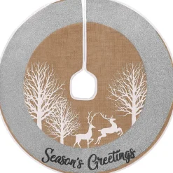 Selwo Kerstboomrok, 75 Cm Boomrok Met Hert En Zilveren Glitter En Vrolijke Kerstboommat Voor Kerstfeesten En Kerstversieringen Outlet