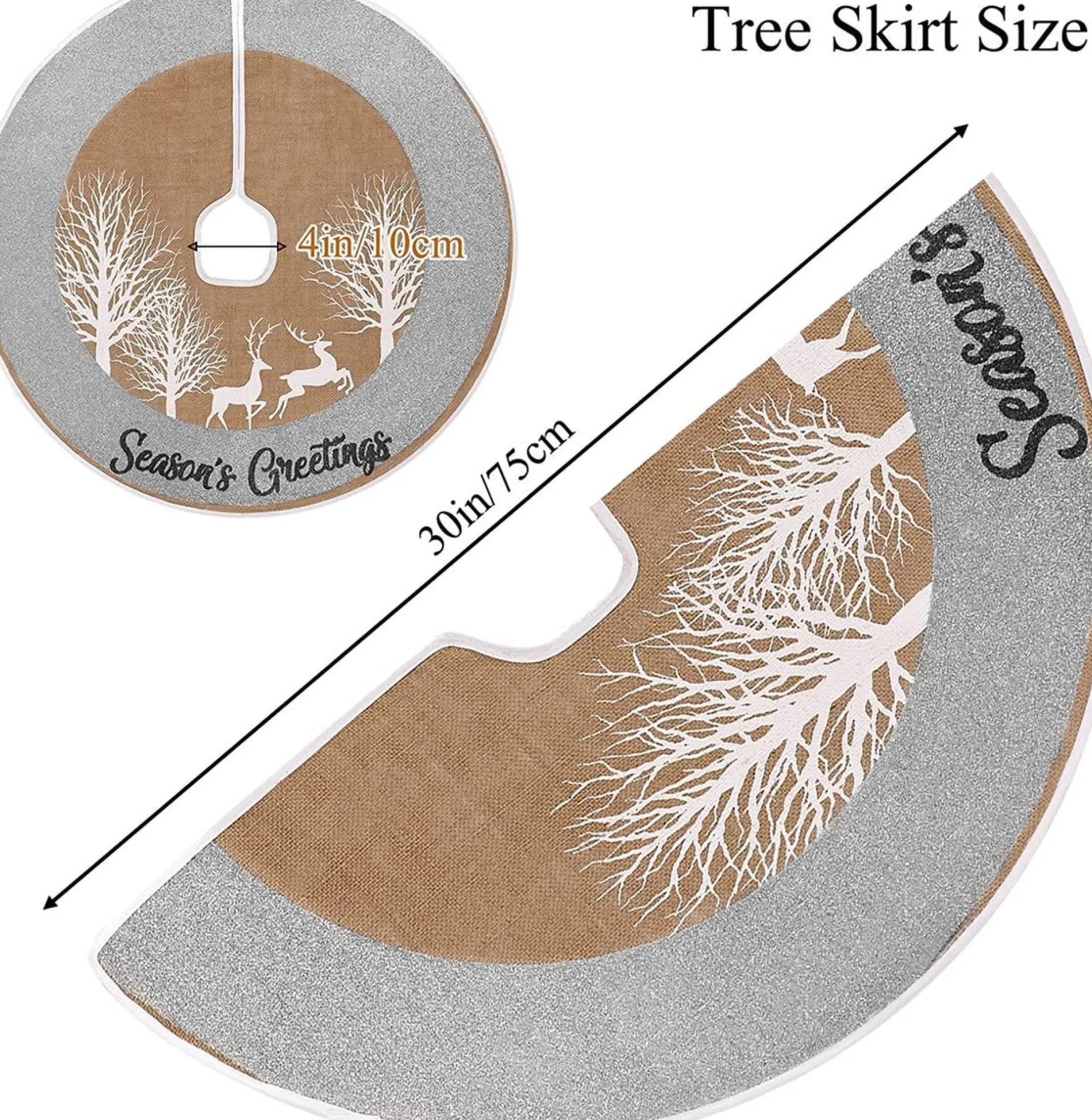 Selwo Kerstboomrok, 75 Cm Boomrok Met Hert En Zilveren Glitter En Vrolijke Kerstboommat Voor Kerstfeesten En Kerstversieringen Outlet