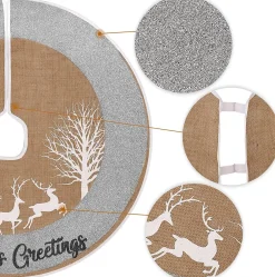 Selwo Kerstboomrok, 75 Cm Boomrok Met Hert En Zilveren Glitter En Vrolijke Kerstboommat Voor Kerstfeesten En Kerstversieringen Outlet