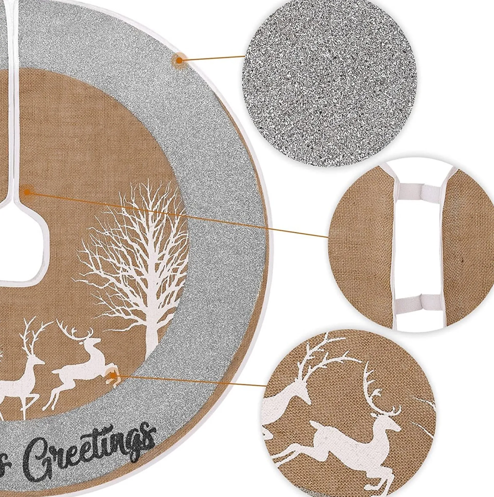 Selwo Kerstboomrok, 75 Cm Boomrok Met Hert En Zilveren Glitter En Vrolijke Kerstboommat Voor Kerstfeesten En Kerstversieringen Outlet