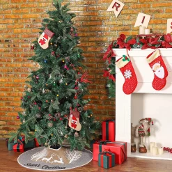 Selwo Kerstboomrok, 75 Cm Boomrok Met Hert En Zilveren Glitter En Vrolijke Kerstboommat Voor Kerstfeesten En Kerstversieringen Outlet