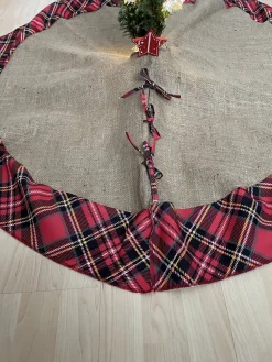 Merkloos Kerstboomrok - Kerstboom Kleed - Kerstboomrok Jute & Schotse Ruit - 118 Cm Diameter Hot