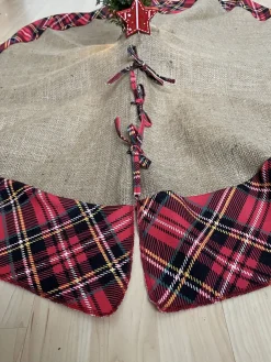 Merkloos Kerstboomrok - Kerstboom Kleed - Kerstboomrok Jute & Schotse Ruit - 118 Cm Diameter Hot