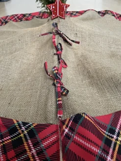 Merkloos Kerstboomrok - Kerstboom Kleed - Kerstboomrok Jute & Schotse Ruit - 118 Cm Diameter Hot