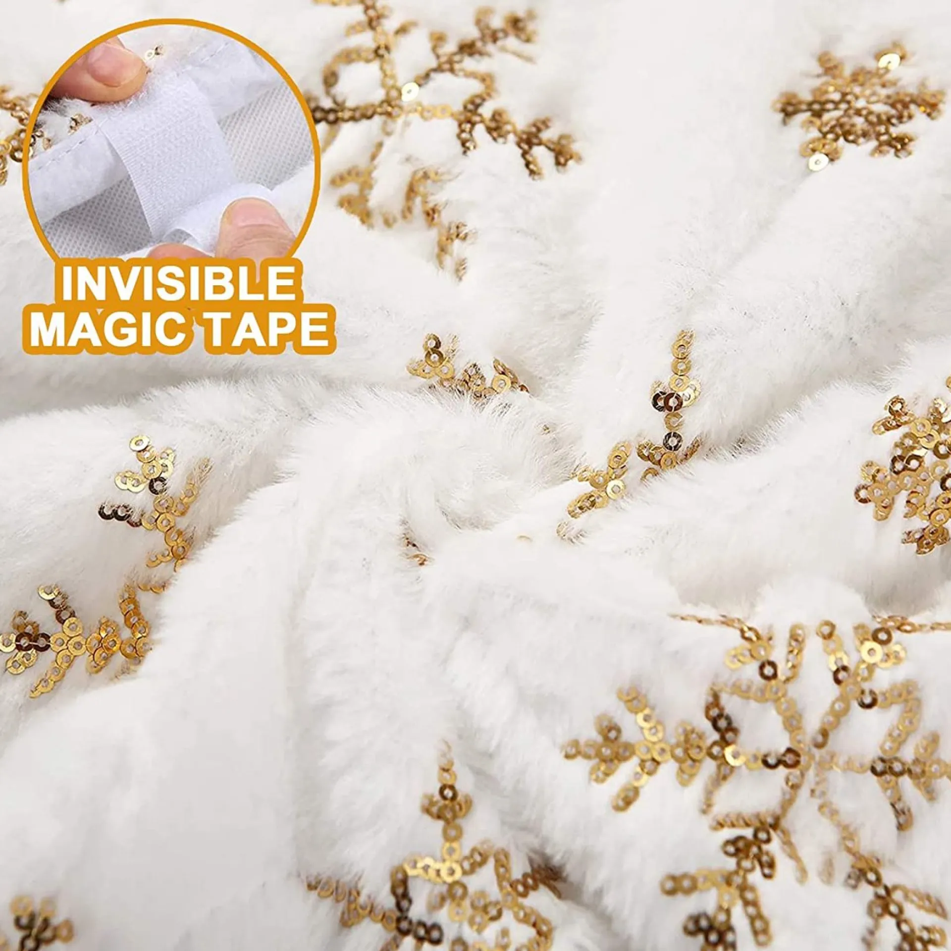 Selwo Kerstboomrok Groot Kerstboomrok Wit Voor Sneeuw Kerstboom Kerstboomplafond, Kerstversiering Goud, Kerstboomversiering, Kerstboomplafond, Dennenboomplafond Rond Outlet