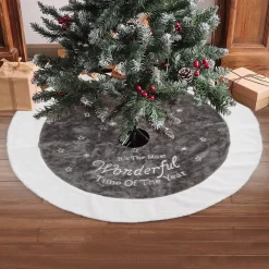 Selwo Kerstboomrok, Grote Luxe Nepbont, Wit-Grijs-Boom-Rok Met Sneeuwvlokken, Dubbele Lagen, Zachte Boomrok Voor Kerstfeestdecoraties, 120 Cm Shop