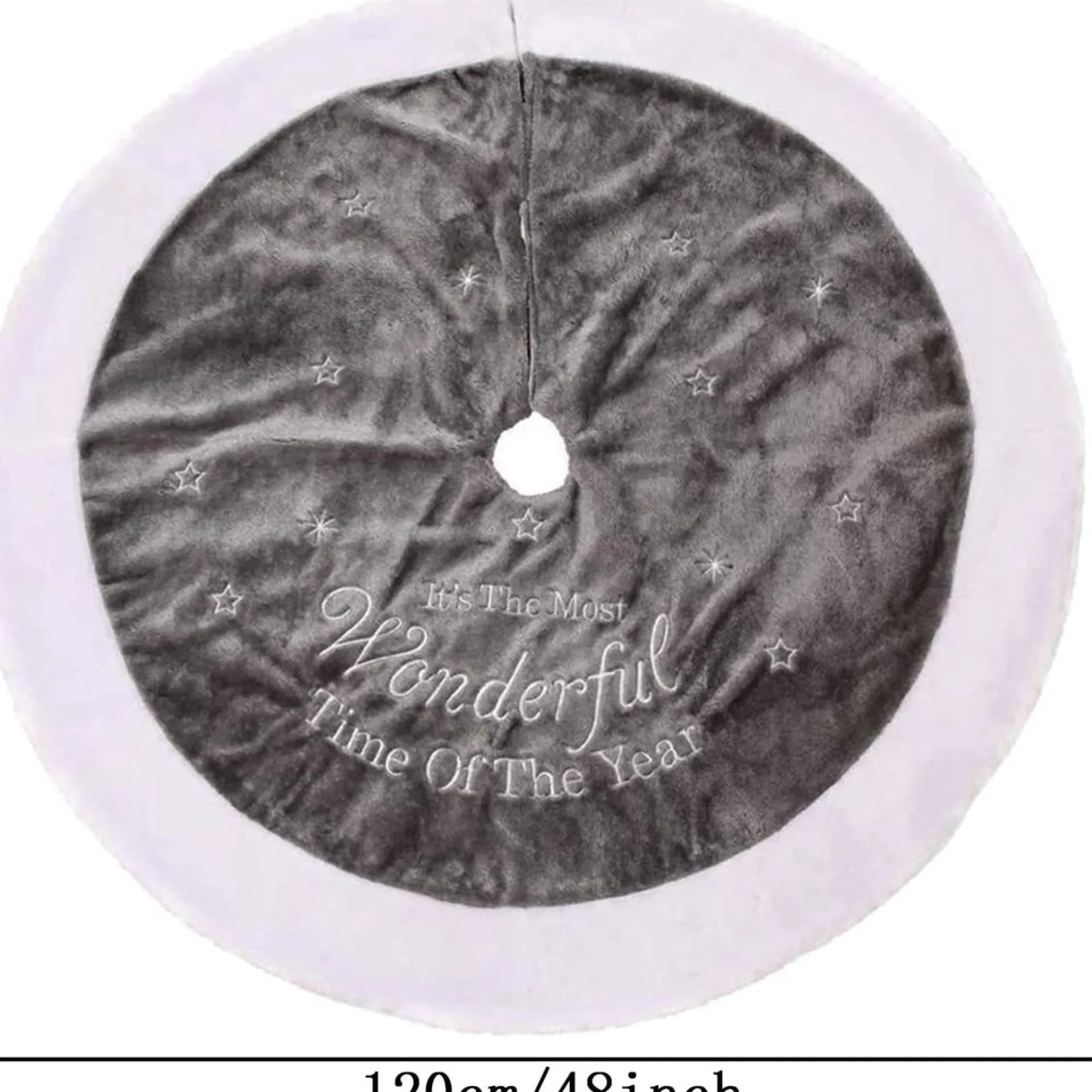 Selwo Kerstboomrok, Grote Luxe Nepbont, Wit-Grijs-Boom-Rok Met Sneeuwvlokken, Dubbele Lagen, Zachte Boomrok Voor Kerstfeestdecoraties, 120 Cm Shop