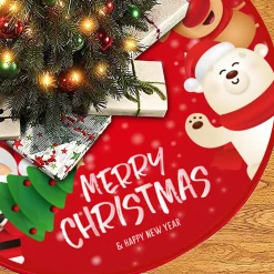 BTH Kerstboomrok Kerstkleed Kerstboomkleed Kerstversiering Kerstdecoratie Kleed Kerst Decoratie Merry Christmas Rood - 90Cm Rood, Merry Christmas2 Best Sale