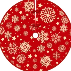 BTH Kerstboomrok Kerstkleed Kerstboomkleed Kerst Versiering Decoratie Kerstrok Kleed Vloerkleed Sneeuw 90Cm – 1 Stuk Rood, Sneeuwvlok Outlet