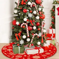 BTH Kerstboomrok Kerstkleed Kerstboomkleed Kerst Versiering Decoratie Kerstrok Kleed Vloerkleed Sneeuw 90Cm – 1 Stuk Rood, Sneeuwvlok Outlet