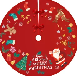 BTH Kerstboomrok Kerstkleed Kerstboomkleed Kerst Versiering Decoratie Kerstrok Kleed Vloerkleed Kerstman 90Cm – 1 Stuk Rood, Kerstman Fashion