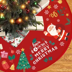 BTH Kerstboomrok Kerstkleed Kerstboomkleed Kerst Versiering Decoratie Kerstrok Kleed Vloerkleed Kerstman 90Cm – 1 Stuk Rood, Kerstman Fashion