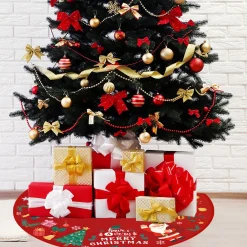 BTH Kerstboomrok Kerstkleed Kerstboomkleed Kerst Versiering Decoratie Kerstrok Kleed Vloerkleed Kerstman 90Cm – 1 Stuk Rood, Kerstman Fashion