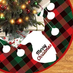 BTH Kerstboomrok Kerstkleed Kerstboomkleed Kerst Versiering Decoratie Kerstrok Kleed Vloerkleed Rendier 90Cm – 1 Stuk Rood, Rendier Outlet