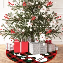 BTH Kerstboomrok Kerstkleed Kerstboomkleed Kerst Versiering Decoratie Kerstrok Kleed Vloerkleed Rendier 90Cm – 1 Stuk Rood, Rendier Outlet