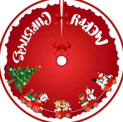 BTH Kerstboomrok Kerstkleed Kerstboomkleed Kerstversiering Kerstdecoratie Kleed Kerst Decoratie Merry Christmas Rood - 90Cm Rood, Merry Christmas Best Sale
