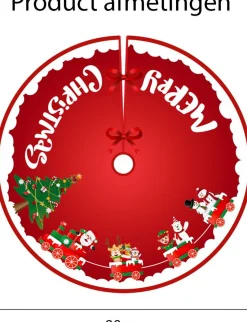 BTH Kerstboomrok Kerstkleed Kerstboomkleed Kerstversiering Kerstdecoratie Kleed Kerst Decoratie Merry Christmas Rood - 90Cm Rood, Merry Christmas Best Sale