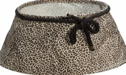 Merkloos Kerstboomrok Met Panter Print - Bruin / Zwart - Fluweel - Kerstboom Mand - O 40 X 60 X 25 Cm - Merry Christmas Flash Sale