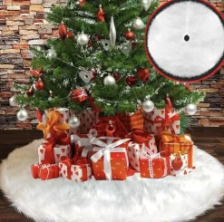 Merkloos Kerstboomrok Wit Pluche, 122 Cm - Boom Rok Voor Kerstmis - Decoraties - Kerstboomkleed Om Kerstboomstandaard Af Te Dekken. Kerst Outlet