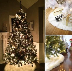 Merkloos Kerstboomrok Wit Pluche, 122 Cm - Boom Rok Voor Kerstmis - Decoraties - Kerstboomkleed Om Kerstboomstandaard Af Te Dekken. Kerst Outlet