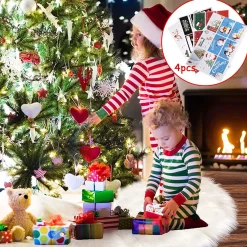 Selwo Kerstboomrok, Witte Boomrok Met 36 Stuks Geschenkstickers, Wit, Boomdeken, Kerstboomdeken, Kerstboomstandaard, Tapijt, Deken, Kerstdecoratie, Kerstboom, Rok (Wit, 90 Cm) New