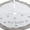 Merkloos Kerstboomrok/Kerstboom Kleed Wit Met Grijze Sneeuwvlokjes 89 Cm - Kerstboom Rok/Rokken Flash Sale