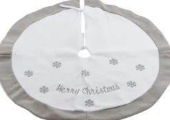 Merkloos Kerstboomrok/Kerstboom Kleed Wit Met Grijze Sneeuwvlokjes 89 Cm - Kerstboom Rok/Rokken Flash Sale