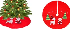 Merkloos Kerstboomrok/Kerstboom Voet Kleed Rood Vilt 90 Cm - Kerstversiering - Kerstboom Rok/Rokken Best
