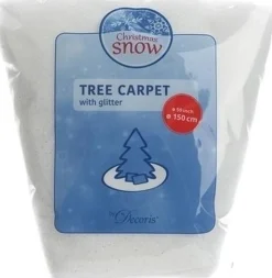 Merkloos Kerstboomrok/Kerstboomkleed Wit Met Glitter 150 Cm - Witte Sneeuw Kerstboomkleden - Kerstversiering/Decoratie Store