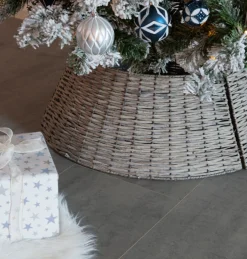 Decoris Kerstboomrok/Kerstboommand Grijs D57 X H28 Cm Voor Een Kerstboom Tot 180 Cm - Kerstboommanden/Kerstboomrokken Fashion