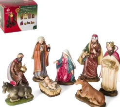 Merkloos Kerststallen>Kerstgroep 8 Figuren Ca. 12Cm. (6528)