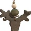 Merkloos Kersthanger>Kersthanger - Met Belletje - Rendier - Multicolor - Hout / Metaal - H 38 Cm