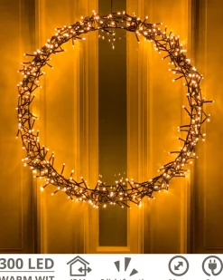 Generic Kerstkrans - 300 Led - O39 Cm - Warmwit - M - Kersthanger - Lichtkrans - Kerstdecoratie - Kerstversiering - Kerst Flash Sale