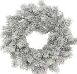 Merkloos Kerstkransen>Kerstkrans 35 Cm - Groen - Besneeuwd - Met Zwarte Hanger/Ophanghaak - Kerstversiering