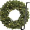 Merkloos Kerstkransen>Kerstkrans 40 Cm - Groen Met Led - Met Zwarte Hanger/Ophanghaak - Kerstversiering