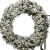 Merkloos Kerstkransen>Kerstkrans 60 Cm - Groen Met Led - Besneeuwd - Met Hanger/Ophanghaak