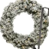 Merkloos Kerstkransen>Kerstkrans 50 Cm - Groen Met Led - Besneeuwd - Met Hanger/Ophanghaak